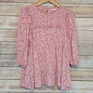 Easel Pink and Cream Puff Sleeve Blouse